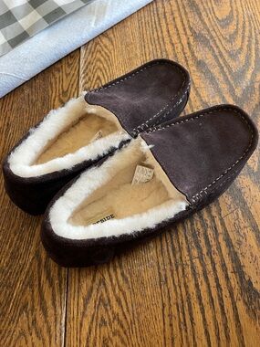 Fireside Dark Brown Suede Shearling-Lined Slip-Ons